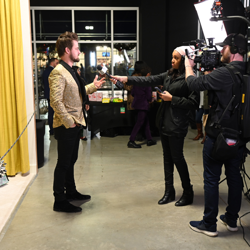 Chase Bryant spoke with the media after performing at the lighting ceremony.