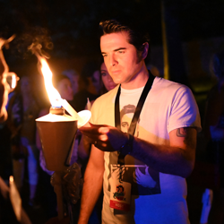 Many Elvis tribute artists, including Dean Z, take part in the vigil each year.